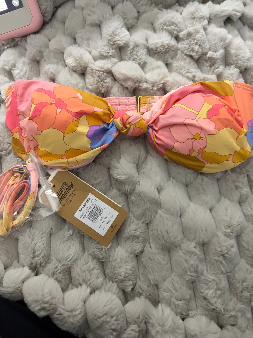 Billabong Floral Bandeau Bikini Top MED NWT